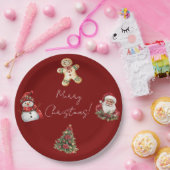 Merry Christmas Santa Tree Christmas  Papieren Bordje (Feest)