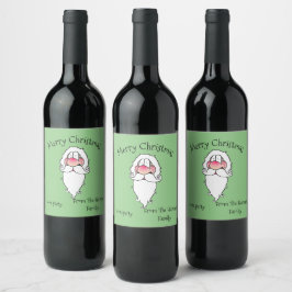 Merry Christmas Santa Wine Bottle Labels Wijn Etiket