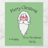 Merry Christmas Santa Wine Bottle Labels Wijn Etiket (Enkel label)