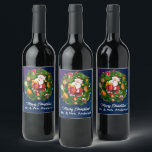 Merry Christmas Santa Wine Label aanpassen Wijn Etiket<br><div class="desc">Een helder en vrolijk vrolijk kerstkerstman wijnlabel dat u kunt personaliseren voor de vakantie</div>