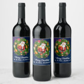 Merry Christmas Santa Wine Label aanpassen Wijn Etiket (Flessen)