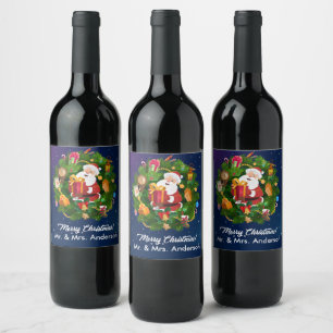 Merry Christmas Santa Wine Label aanpassen Wijn Etiket
