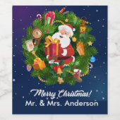 Merry Christmas Santa Wine Label aanpassen Wijn Etiket (Enkel label)
