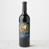 Merry Christmas Santa Wine Label aanpassen Wijn Etiket (Voorkant)