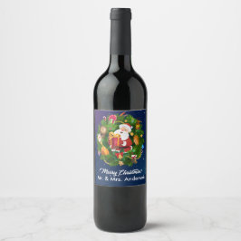 Merry Christmas Santa Wine Label aanpassen Wijn Etiket