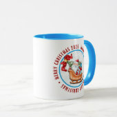 Merry Christmas Santa With His Sleigh Mok (Voorkant rechts)