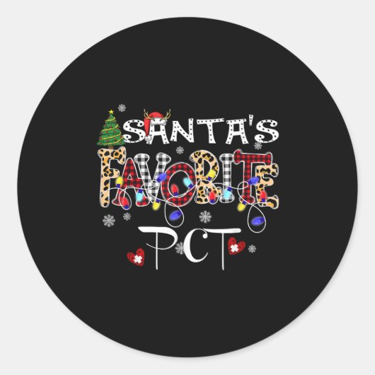 Merry Christmas Santa's Favorite Pct Patient Care  Ronde Sticker (Voorkant)