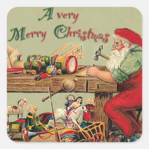 Merry Christmas Santa's Workshop Vierkante Sticker