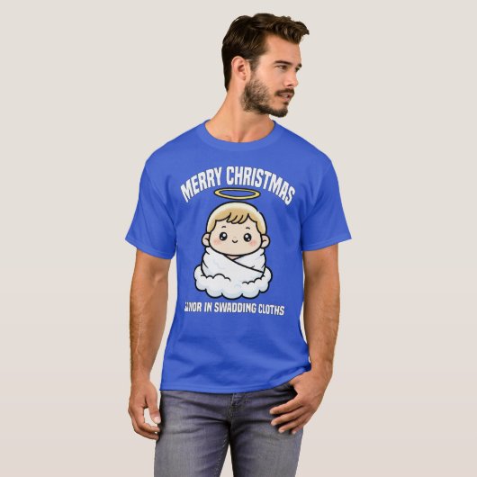 MERRY CHRISTMAS SAVIOR IN SWADDING CLOTHS Ba famil T-shirt (Voorkant volledig)