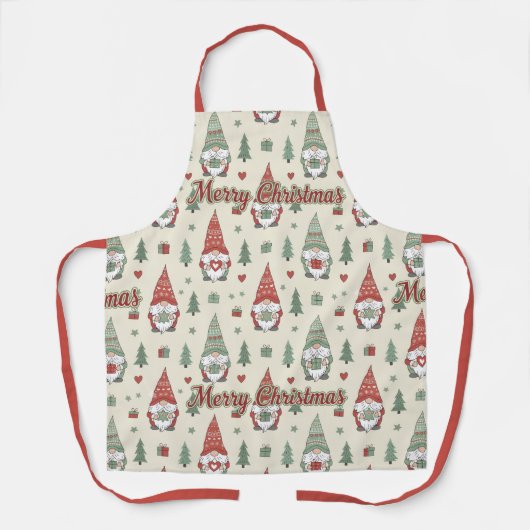 Merry Christmas Scandinavian Gnome Apron Schort (Voorkant)