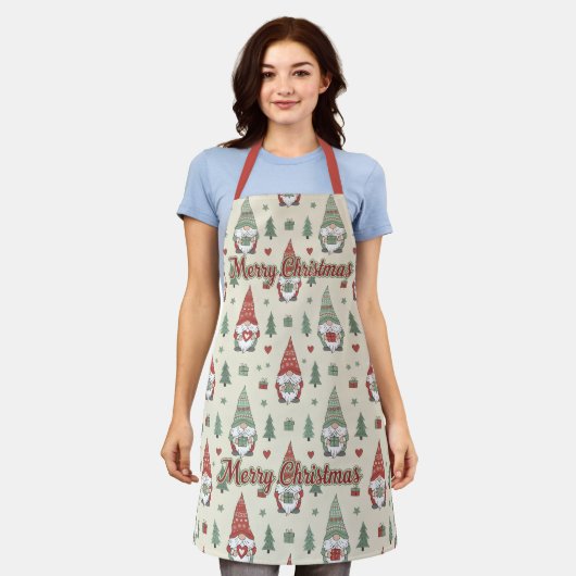 Merry Christmas Scandinavian Gnome Apron Schort (Gedragen)