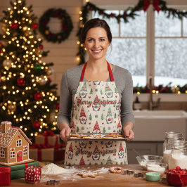 Merry Christmas Scandinavian Gnome Apron Schort