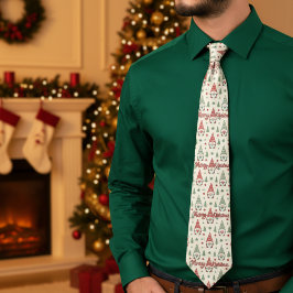 Merry Christmas Scandinavian Gnome Necktie Stropdas
