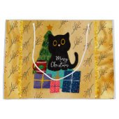 Merry Christmas Schattige Black Cat Coffee Sinaasa Groot Cadeauzakje (Voorkant)