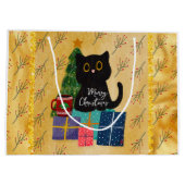 Merry Christmas Schattige Black Cat Coffee Sinaasa Groot Cadeauzakje (Achterkant)