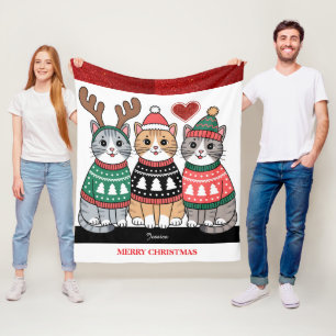 Merry Christmas Schattige Cats Fleece Deken