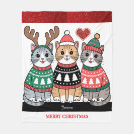 Merry Christmas Schattige Cats Fleece Deken