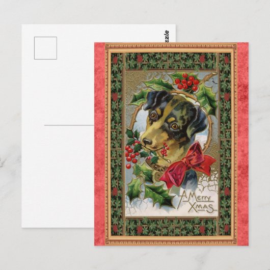 Merry Christmas Schattige Dog Briefkaart (Voorkant / Achterkant)