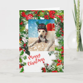 Merry Christmas Schattige Dog met gewei aanpassen Feestdagen Kaart
