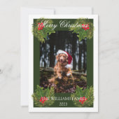 Merry Christmas Schattige Dog Pet Photo Waterverf Feestdagenkaart (Voorkant)