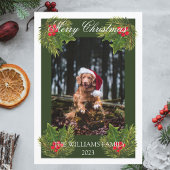Merry Christmas Schattige Dog Pet Photo Waterverf Feestdagenkaart
