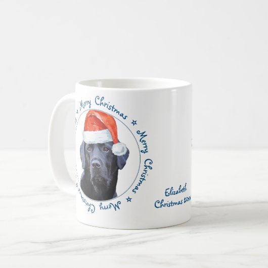Merry Christmas Schattige Dog Retriever Black Labr Koffiemok (Voorkant links)