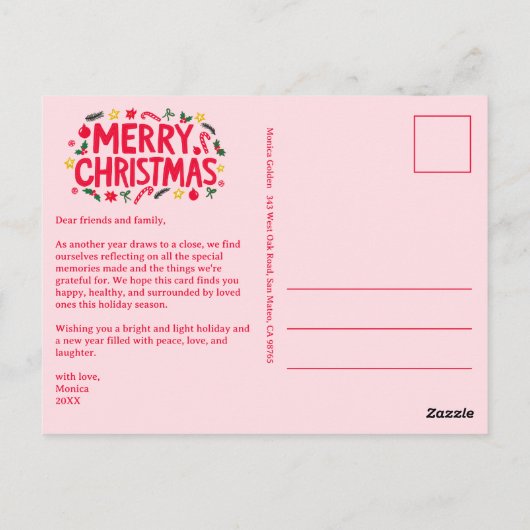 MERRY CHRISTMAS Schattige Doodle Whimsical CUSTOM Briefkaart (Achterkant)