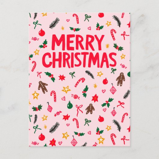 MERRY CHRISTMAS Schattige Doodle Whimsical CUSTOM Briefkaart (Voorkant)