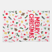 MERRY CHRISTMAS Schattige Doodle Whimsical CUSTOM Theedoek (Horizontaal)