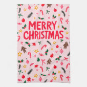 MERRY CHRISTMAS Schattige Doodle Whimsical CUSTOM Theedoek (Verticaal)