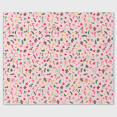 Merry Christmas Schattige Doodle Whimsical Pattern Cadeaupapier (Vlak)