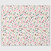 Merry Christmas Schattige Doodle Whimsical Pattern Cadeaupapier (Vlak)