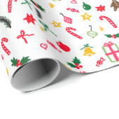 Merry Christmas Schattige Doodle Whimsical Pattern Cadeaupapier (Rol Hoek)