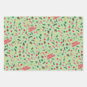 Merry Christmas Schattige Doodle Whimsical Pattern Inpakpapier Vel (Voorkant 2)
