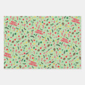 Merry Christmas Schattige Doodle Whimsical Pattern Inpakpapier Vel (Voorkant)