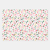 Merry Christmas Schattige Doodle Whimsical Pattern Inpakpapier Vel (Voorkant 2)