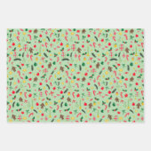 Merry Christmas Schattige Doodle Whimsical Pattern Inpakpapier Vel (Voorkant 3)