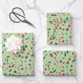 Merry Christmas Schattige Doodle Whimsical Pattern Inpakpapier Vel