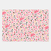 Merry Christmas Schattige Doodle Whimsical Pattern Inpakpapier Vel (Voorkant 3)