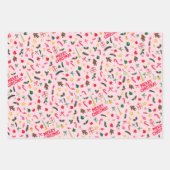 Merry Christmas Schattige Doodle Whimsical Pattern Inpakpapier Vel (Voorkant 2)