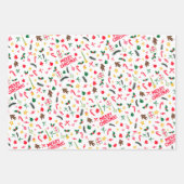 Merry Christmas Schattige Doodle Whimsical Pattern Inpakpapier Vel (Voorkant 2)