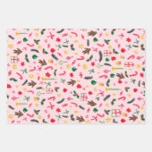 Merry Christmas Schattige Doodle Whimsical Pattern Inpakpapier Vel (Voorkant 3)