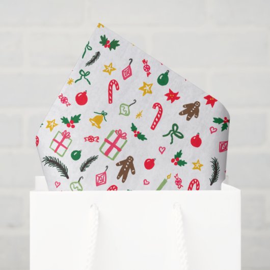Merry Christmas Schattige Doodle Whimsical Pattern Tissuepapier (Cadeauzakje)