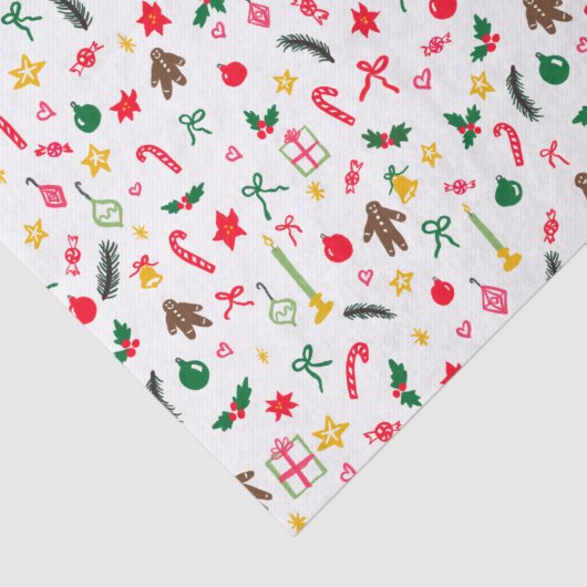 Merry Christmas Schattige Doodle Whimsical Pattern Tissuepapier (Detail)