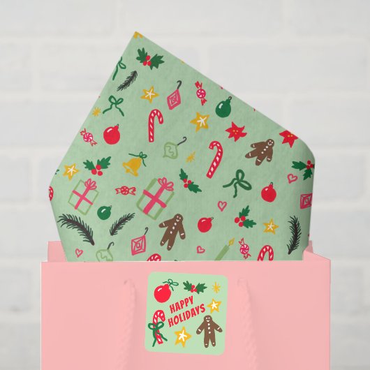 Merry Christmas Schattige Doodle Whimsical Pattern Tissuepapier