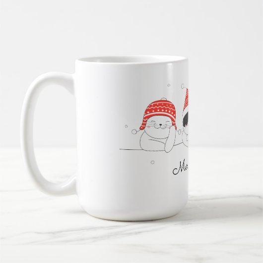 Merry Christmas Schattige Draw Katten Koffie Mok (Links)