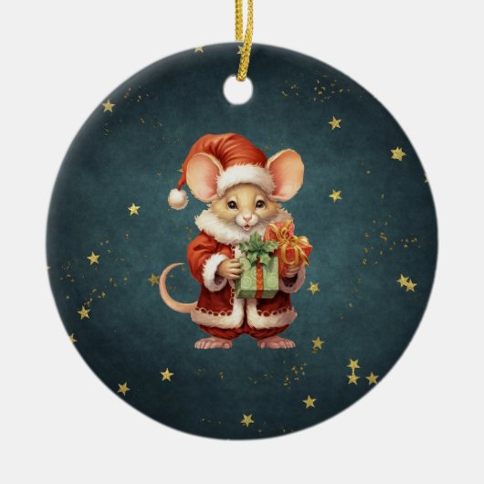 Merry Christmas Schattige Mouse Keramisch Ornament (Voorkant)