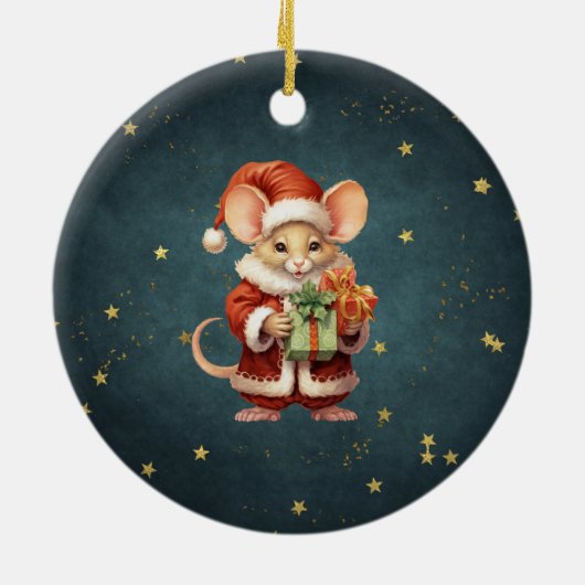 Merry Christmas Schattige Mouse Keramisch Ornament (Achterkant)