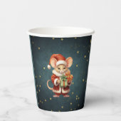 Merry Christmas Schattige Mouse Papieren Bekers (Achterkant)