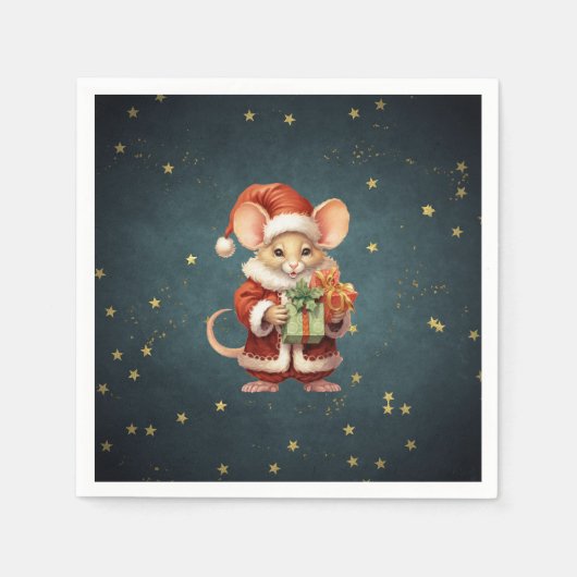 Merry Christmas Schattige Mouse Servet (Voorkant)